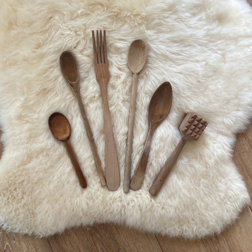 Vintage/Antique Primitive Wooden Kitchen Utensils
